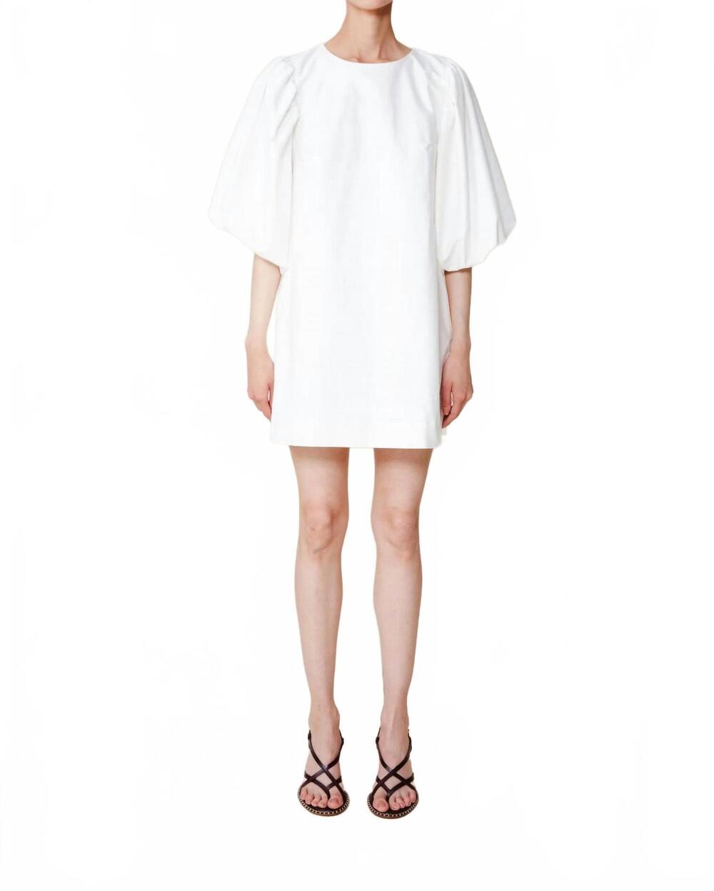 NEW DU PARADIS linnea balloon sleeves dress in white - Picture 1 of 2